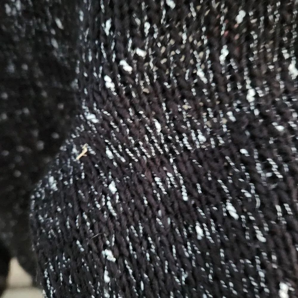 Lane bryant black and white sweater with sheer black hem - Picture 2 of 5